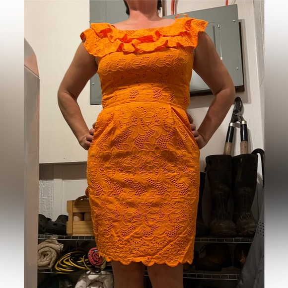 Orange Ruffled Dress - Picture 7 of 8
